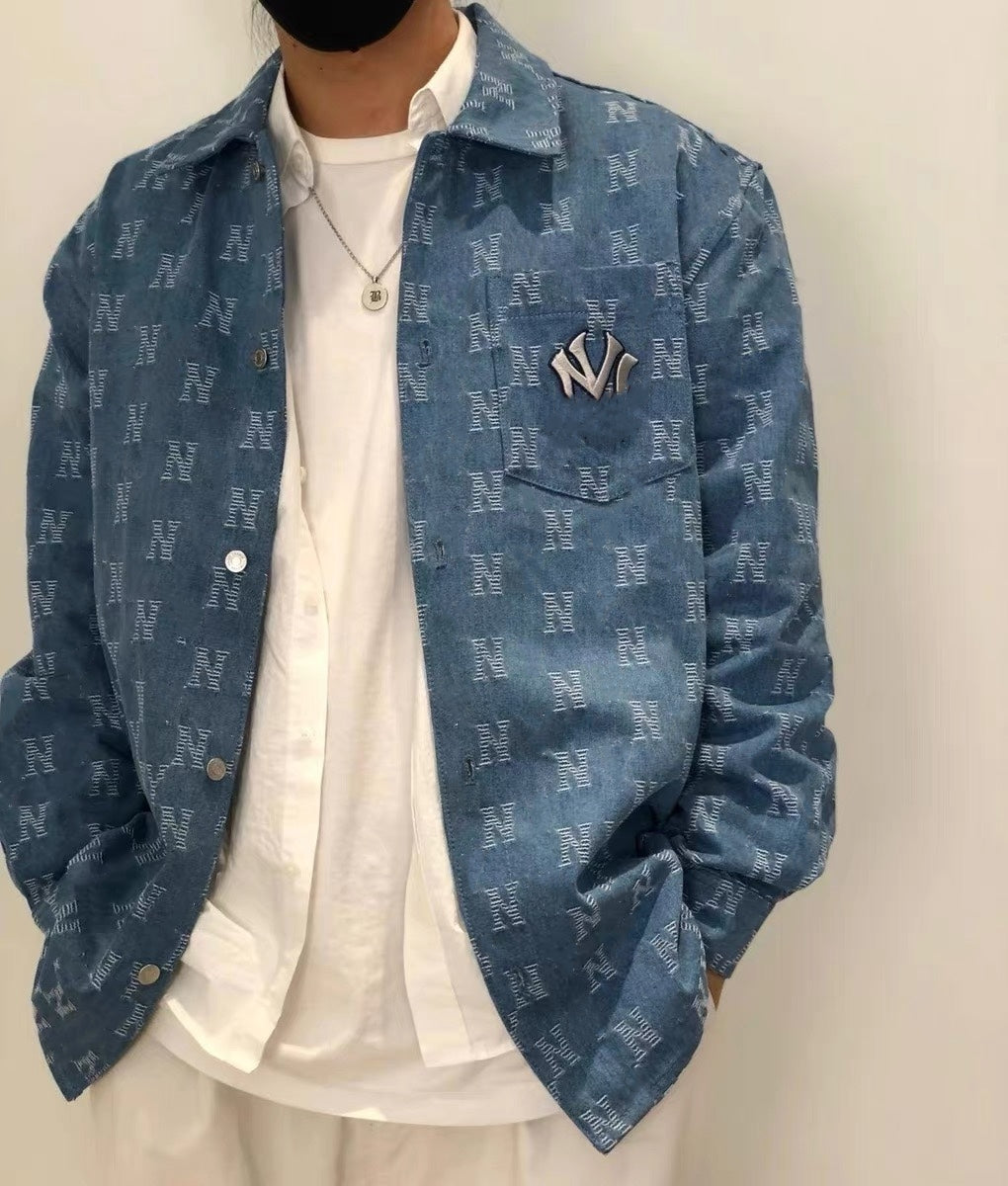 New Women&#039;s Embroidered Letter Denim Jacket Spring and Autumn 2023 Casual Shirt Style Denim Jackets Women Korean Outerwear Tops