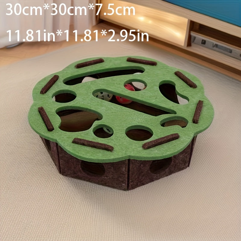 TEMU Interactive Scratching & Digging Cat Toy With Paw Print - Puzzle Box, Heavy-duty Scratching Posts, No Battery Needed, Indoor Cat Activity Center