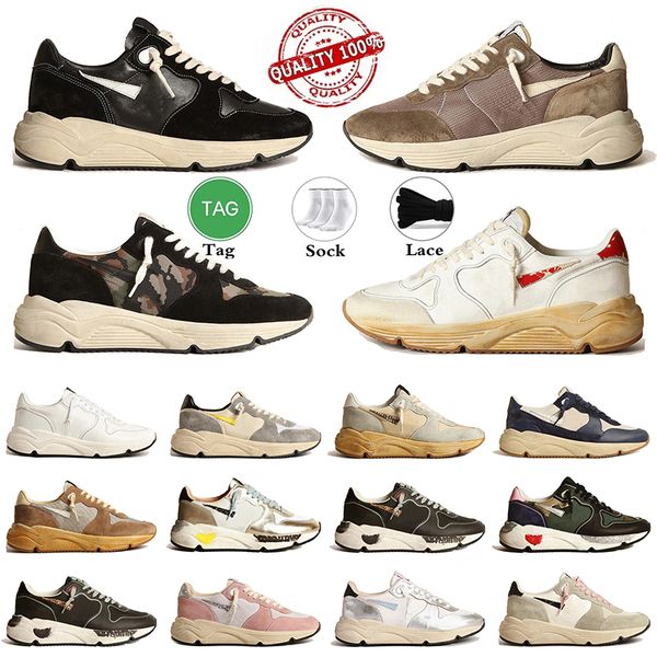 2025 Luxury Glitter Vintage Designer Shoes Big Size 12 Women Mens Running Sole sneakers Flat Nappa Leather Suede Upper Handmade Sports Runne