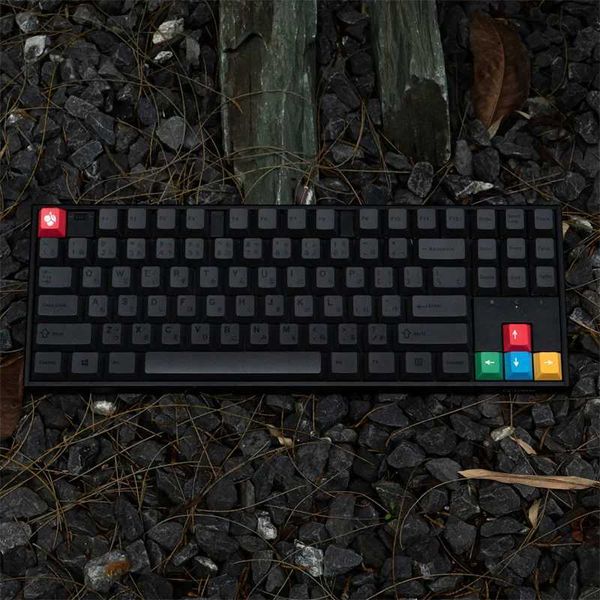 130 Keys Minimalist Black PBT Keycap Gaming Mechanical Keyboard Cherry Profile Dye-Subbed Japanese Arrow Key Caps Custom 6.25UM240715