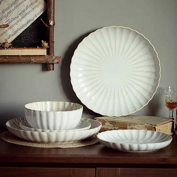European Retro Ceramic Tableware Set Household Creative Salad Vegetable Plate Western Steak Pasta Plate.XJ241209