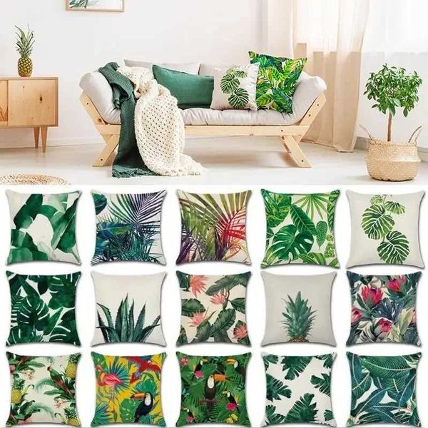 Tropical Plants Cactus Monster Summer Decoration Throwing Mat Cover Palm Leaves Green He Decoration Box M241113