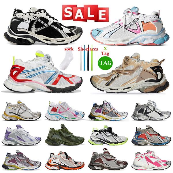 Top Luxurys 7 7.0 Men Big Size Dress Shoes Athletic Flat Nylon Graffiti Burgundy Leather White Black Designer Women Mens Loafers Sneakers Sp