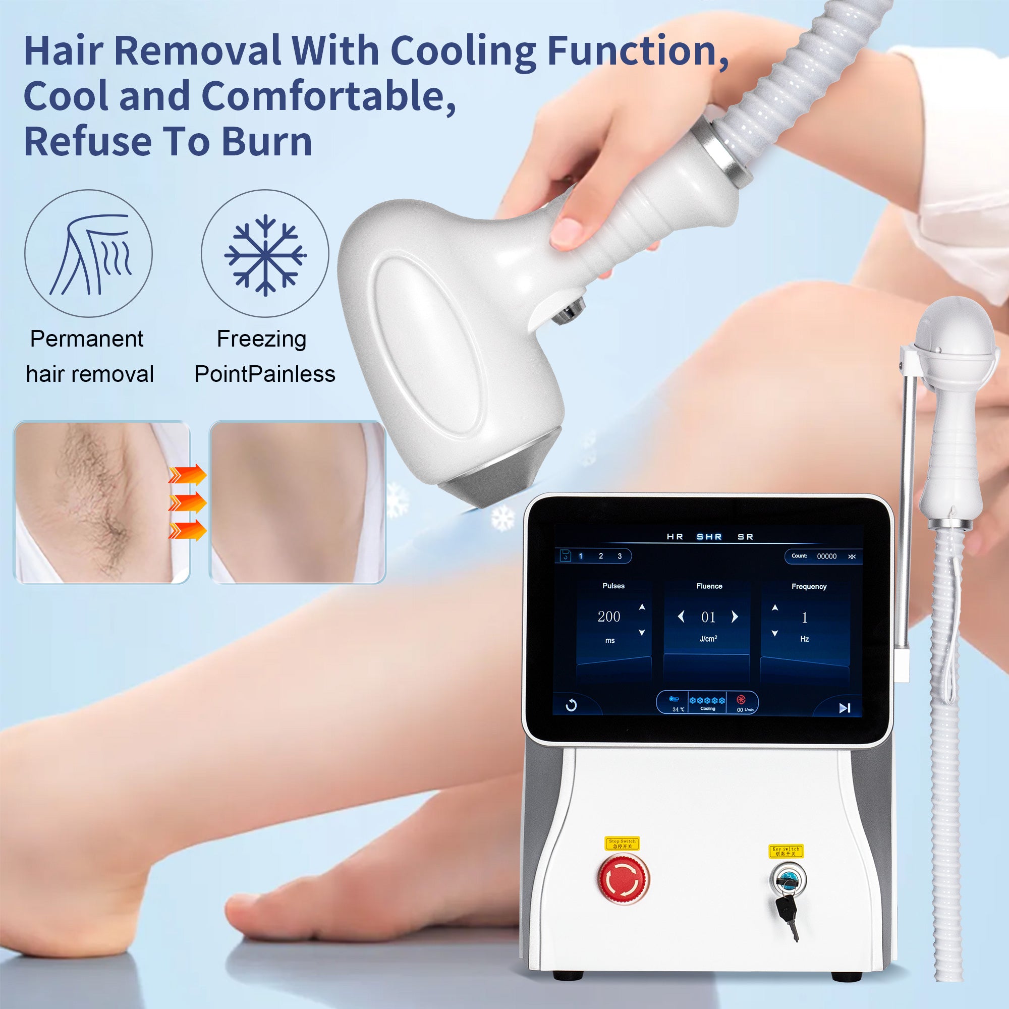 Professional Diode Ice Titanium Laser Hair Removal Machine Portable 808 755 1064NM Alexandrite Device 3 Waves Permanent Removal