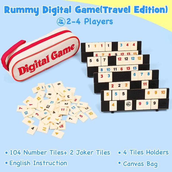 Card Games Standard Israeli Mahjong Digital Mahjong Cards Rami Classic Table Games Leisure Party Multiplayer Board Game Props H241011