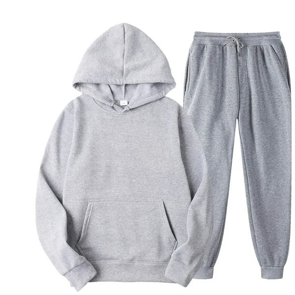 Men Tracksuit 2 Pieces Sets Hooded Sweatshirt Drawstring Pants Male Hoodies Running Sportswear Women Autumn Sportwear 250207