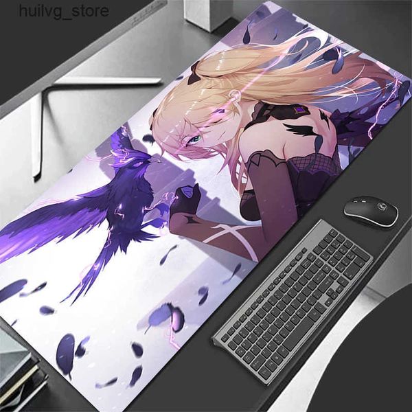 Pads Wrist Rests Kawaii Anime Girl Mousepad Computer Keyboard Gamer Soft Office Carpet Table Mat Desktop Genshin Impact Mouse Pad J241204