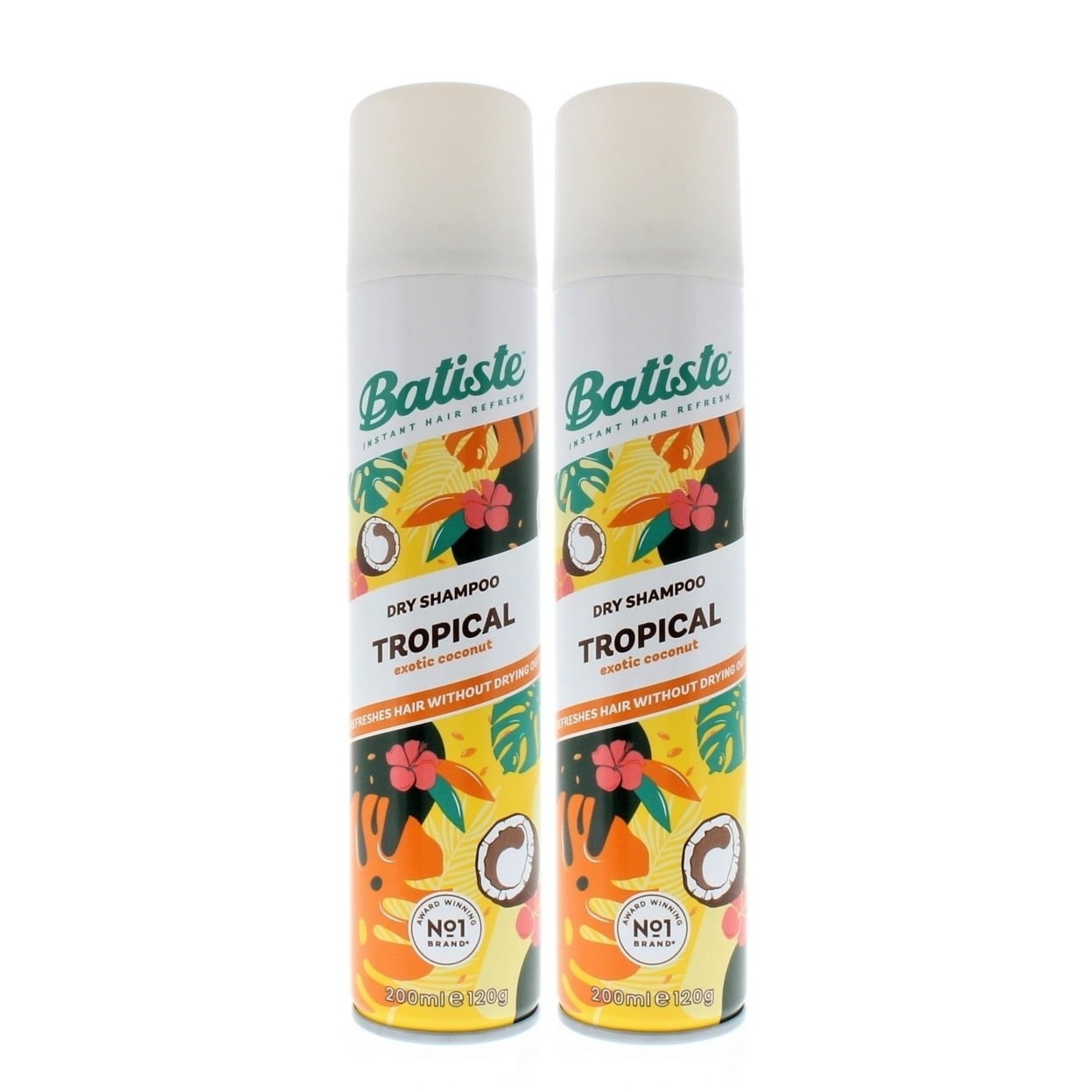 TEMU Batiste Dry Shampoo Tropical Coconut 200ml 2-pack Waterless Oil Control 120g