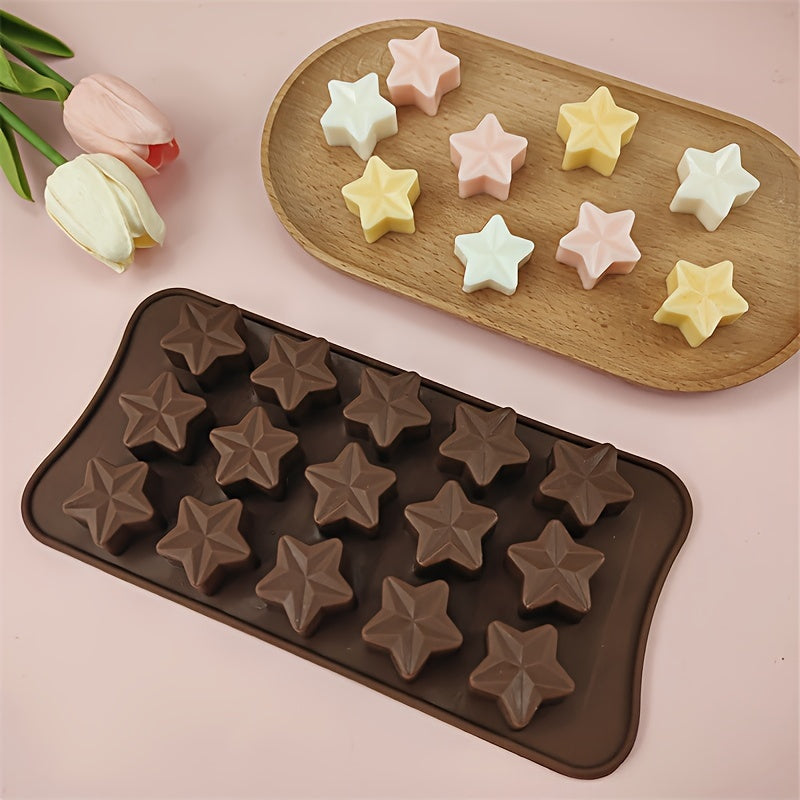 TEMU 15-cavity Silicone Mold, Food Grade Bakeware For Diy Chocolates, Wax Melts, Reusable Star Shaped Candy Making Mold With Dropper