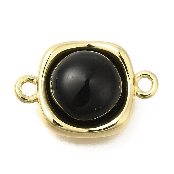 Messing Pflaster schwarz Glas quadratische Verbinder Verbinder Charms