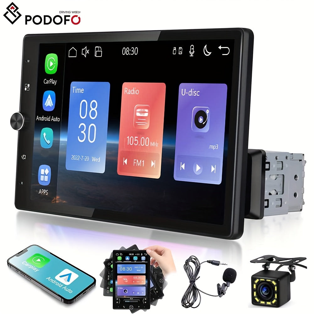 TEMU Carplayer Auto Single Din Car Stereo, 10, 4" Rotatabletouch Screen 1 Din Bltooth Mp5 Player Fm Radio Receiver With Tf-usb-aux- +backup Camera,