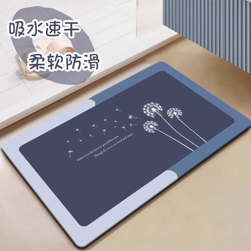 Bathroom Absorbent Foot Mat Diatom Mud Floor Mat Bathroom Door Absorbent Mat Household Toilet Non-slip Foot Mat