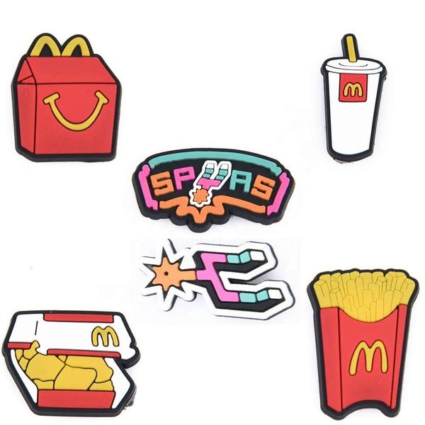 Popular PVC Chick fil a Potato Chips Fried Chicken Party Christmas Mcdonalds Shoe Charm Gifts for Kid Clog Shoes Decoration DIY