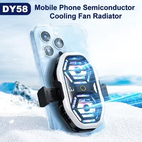 DY new live streaming stand with adjustable dual core semiconductor RGB gradient mobile phone cooler MobilePhone Cooler Cooling Fan Radiator