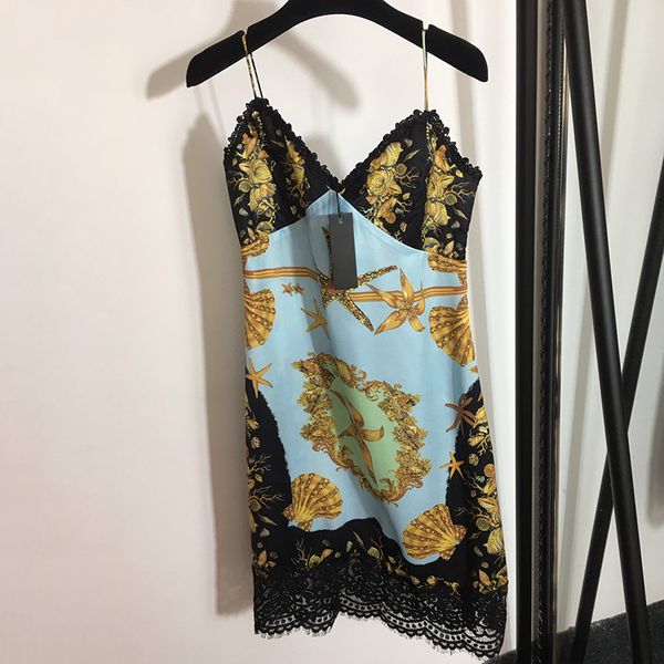 Classic Lace Dresses Lady Luxury Dress Hip Hop Print Long Skirts Holiday Casual Soft Dress Girls Designer Sling Skirt