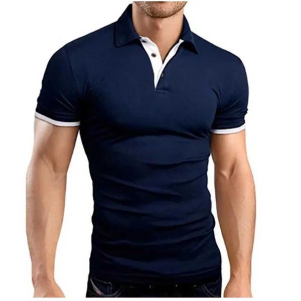 Men&#039;s Polos Summer new mens neckline hollow short sleeved polo shirt breathable business T-shirt brand clothing Q240509