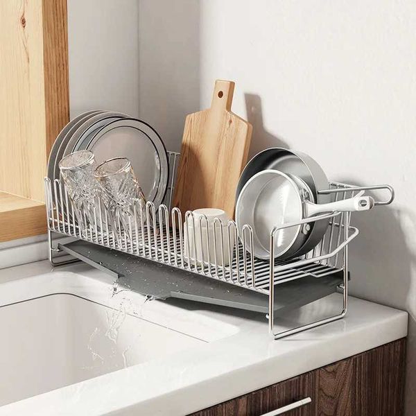 Utensil Racks 304 Stainless Steel Bowl Dish Drainage Rack Sink Edge Tableware Storage Rack Kitchen Utensils Drainer Rack Free Installation N