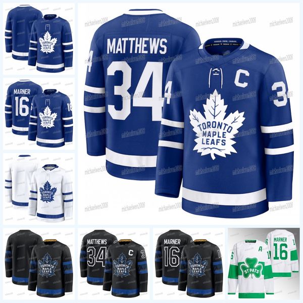 Toronto 16 Mitch Marner Maple Leaf 2024-25 Hockey Jersey 34 Matthew William Nylander Morgan Rielly Max Domi David Kampf Matthew Knies Max Pa