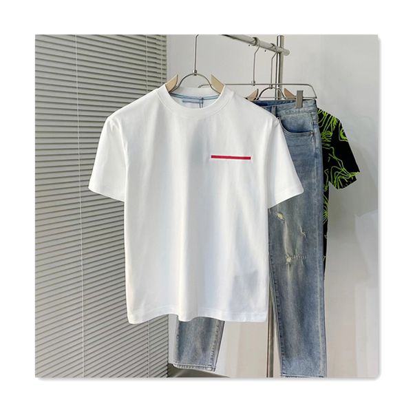 Classic designer mens tshirt summer men t shirts fashion 100% pure cotton red logo high quality white mens short sleeve sports casual versat