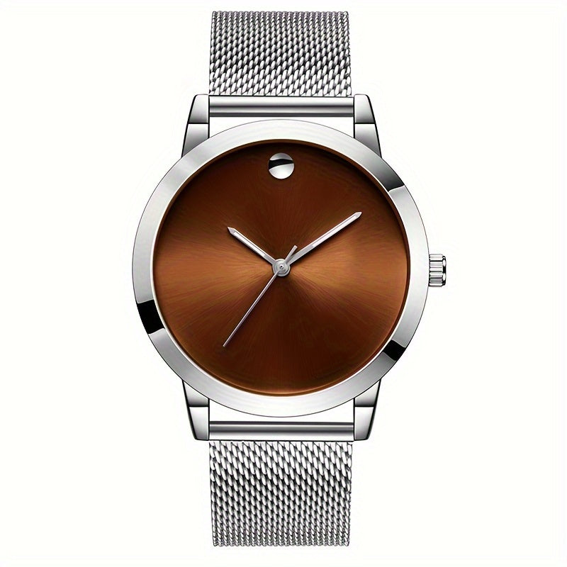TEMU Mens Fashion Stainless Steel Band Watches Casual Simple Watches For Men, The For Gifts, Casual Attire, Classic , Elegant Style, Highquality