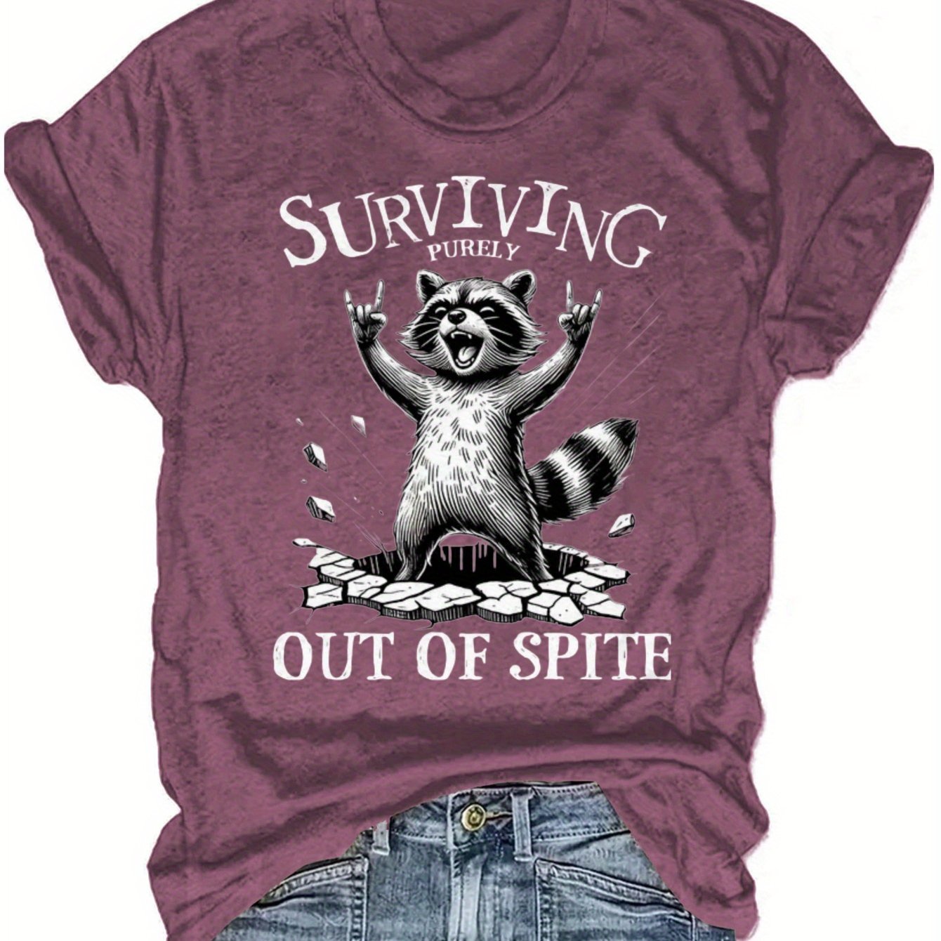 TEMU Raccoon Graphic Tee - Edgy, Funny Print For | Perfect For Casual Outfits And Gift Ideas | Trendy, Comfortable T-shirt