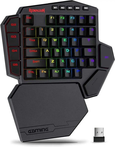 Keyboards Redragon K585 PRO Wireless One-Handed Mechanical Keyboard 42 Keys 3-Mode RGB 7 Onboard Macro Keys Detachable Wrist Support z250209