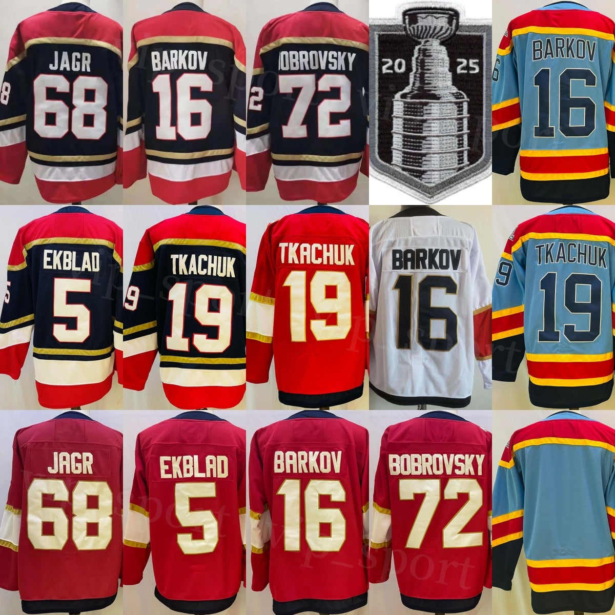 Mans Stanley Cup 2025 Hockey Aaron Ekblad Jerseys Aleksander Barkov Jaromir Jagr Matthew Tkachuk Sergei Bobrovsky All Stitched Team Blue White Red R