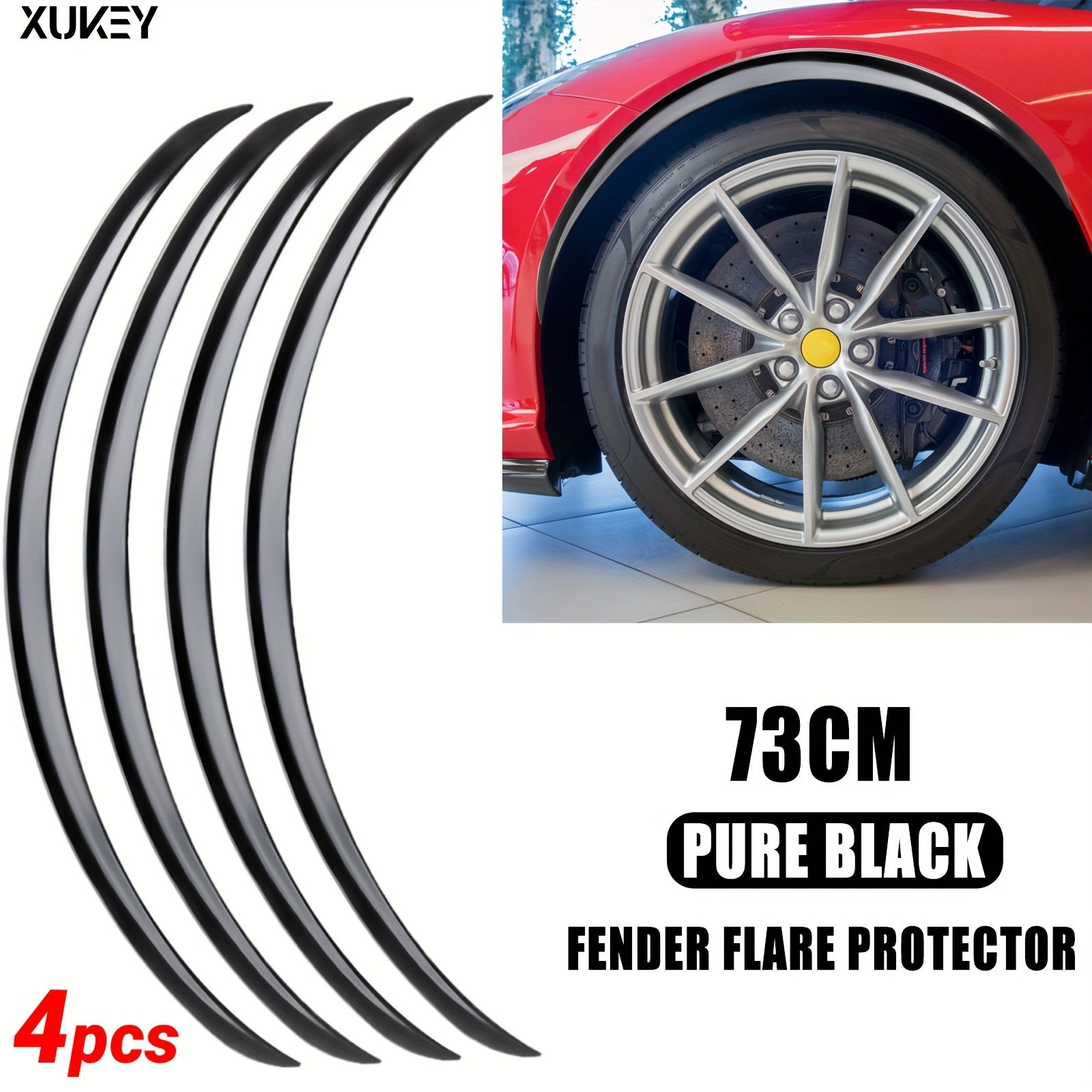 TEMU Universal [73cm] Eyebrow Pencil [] 4pcs Set, Wheel Arch Trim, Automotive Styling, Stylish Flares, Glossy Finish, Durable Plastic,