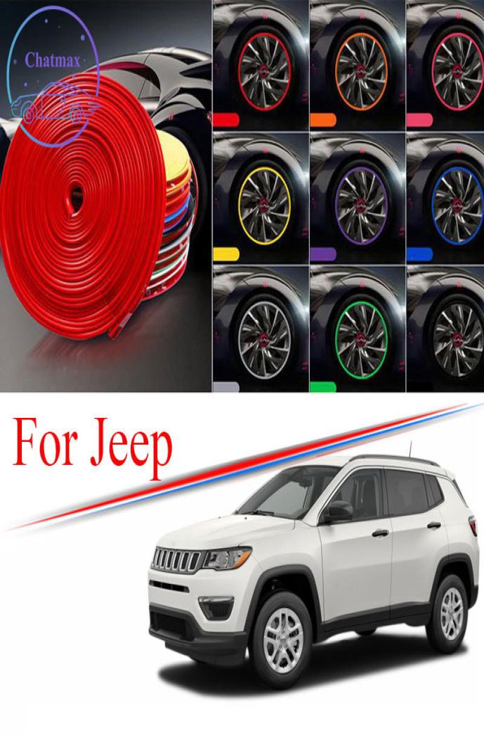 8M MultiColors Car Wheel Hub Rim Trim for Jeep Cherokee Compass Wrangler Edge Protector Ring Tire Strip Guard Rubber Stickers2678909