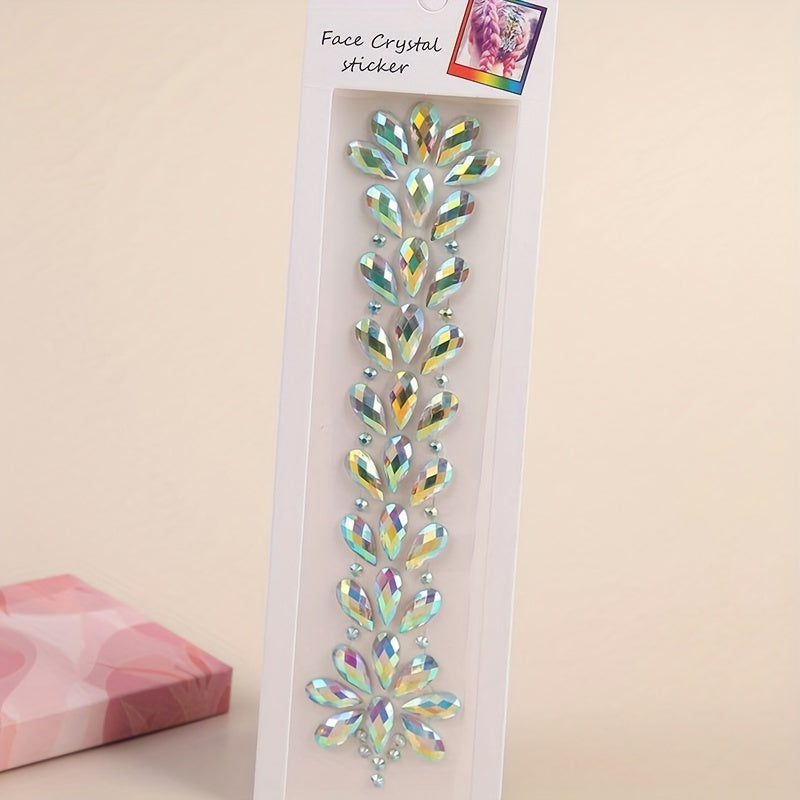 TEMU 1pc Music Festival Diy Resin Jewel Sticker, Face Shaped & Colorful Crystal Decal For Hair, Forehead, Headwear & Decor