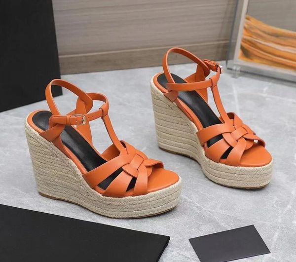 24s Women summer sandals & wedge heels leather shoes tributes 130mm wedge leathers espadrilles platform sandal party dress lady super heel c