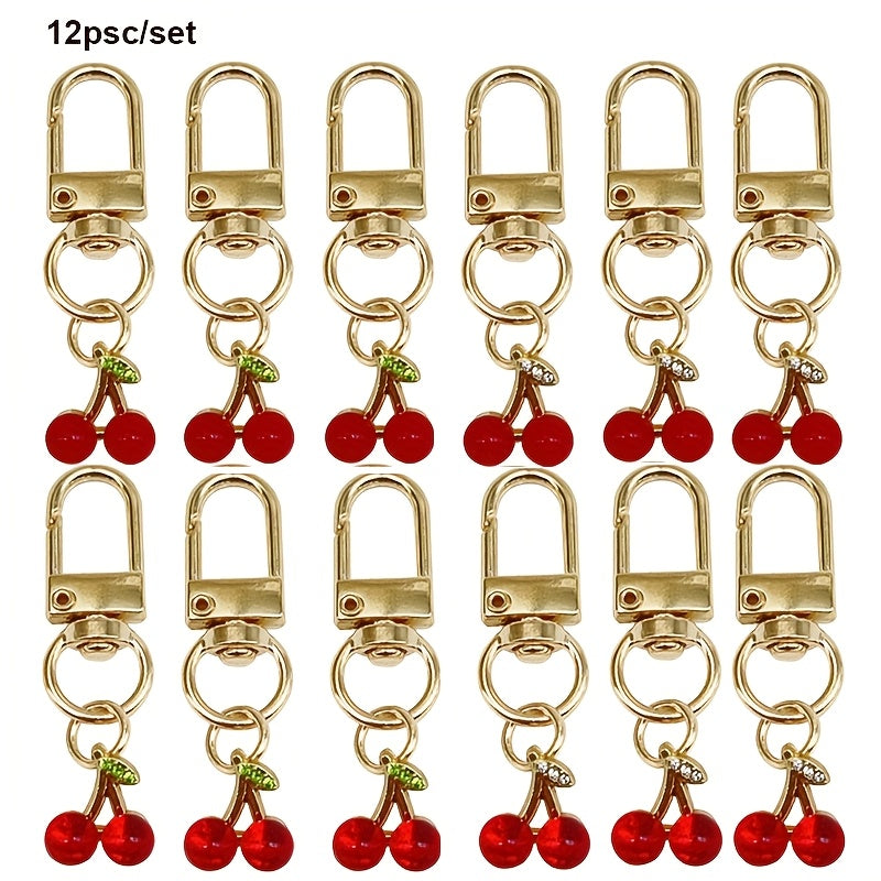TEMU 12pcs-set Cherry Keychain Alloy Keychain Chain Bag, Backpack Pendant, Car Pendant, Friend Gift