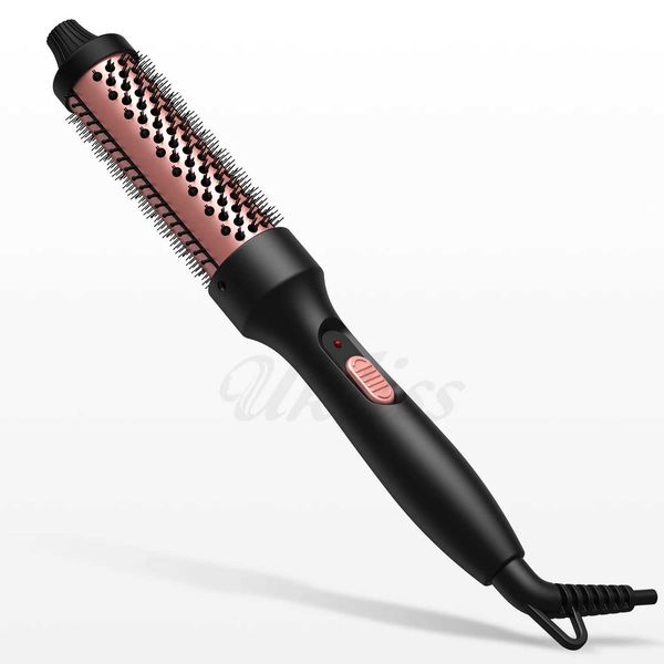 Hair Curlers Straighteners Thermal Brush Heated Curling Iron 32mm Round Ceramic Curler Roller Volumizing Comb Styling Tools H250112