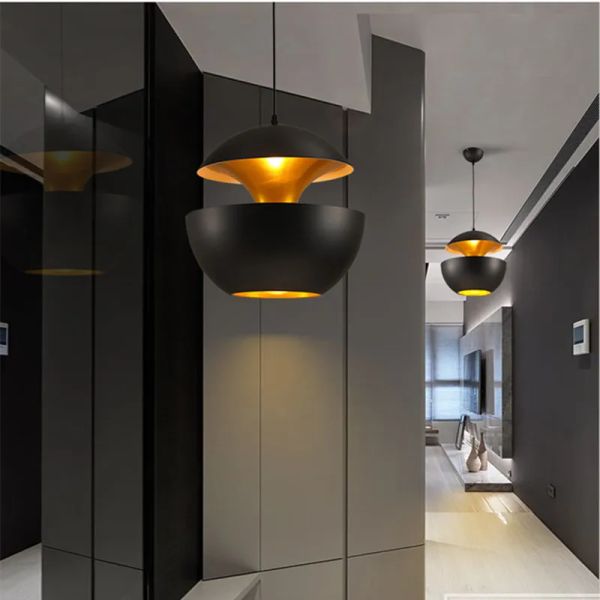 Modern Led Chandelier Designer Shade for Living Dining Room Kitchen Room Desks Black Pendant Lights Home Decor Light Fixture