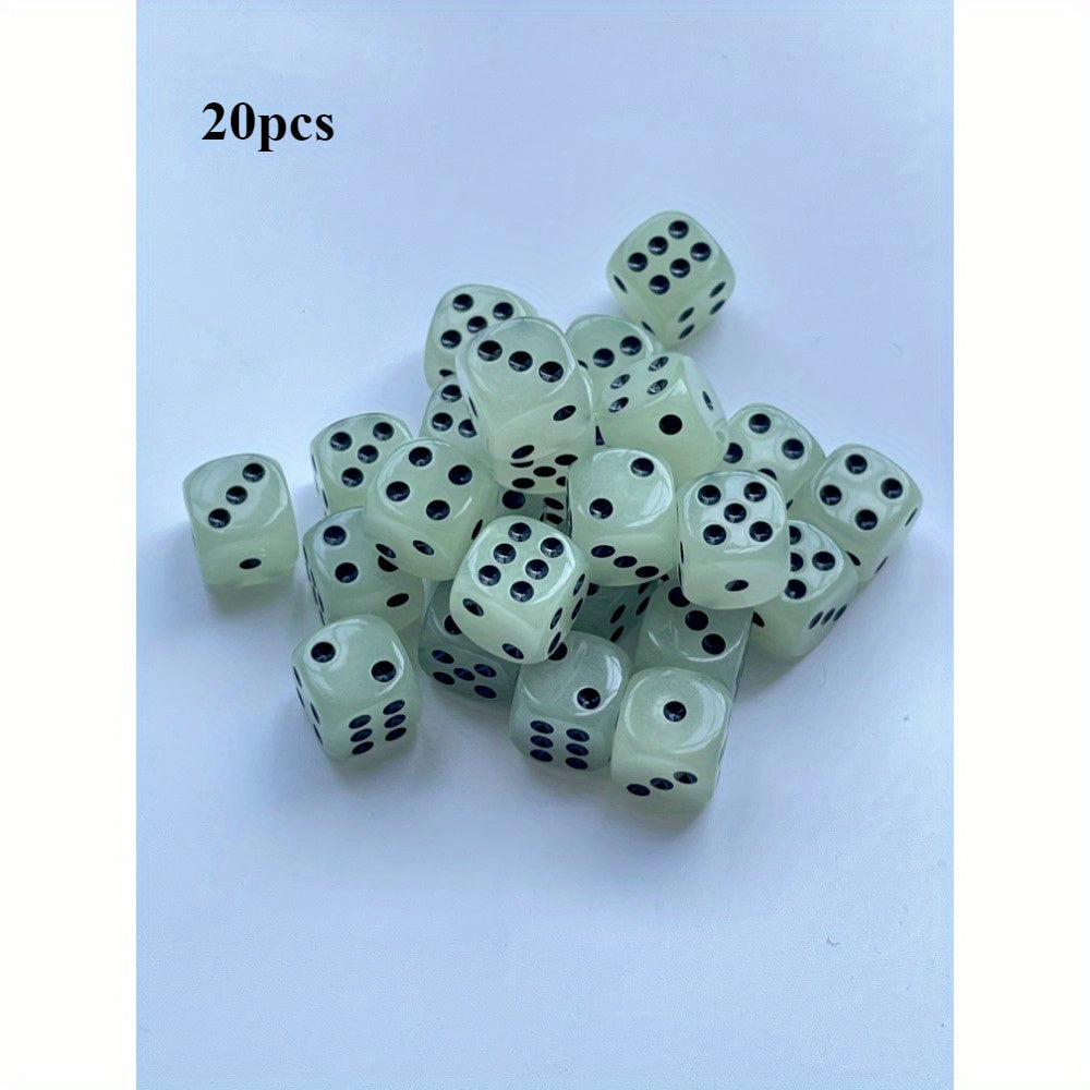 TEMU 20pcs- Set -the-dark Dice 14mm Acrylic Resin Dices For Nightclubs & , Durable Tabletop Gaming Accessories
