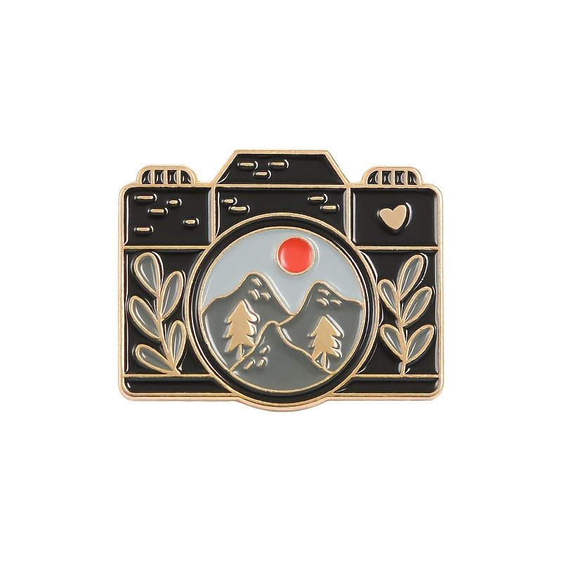 TEMU Gillna Alloy Cartoon Sunrise Camera Brooch, Badge Accessory For Clothing, Hats, Backpacks, Decorative Jewelry Gift For