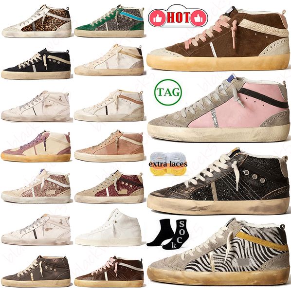 High top slide Designer Casual Shoes Classic Glitter Leopard Snake women men Leather Stud star shoes Luxury Fashion Leather Vintage Star Dir