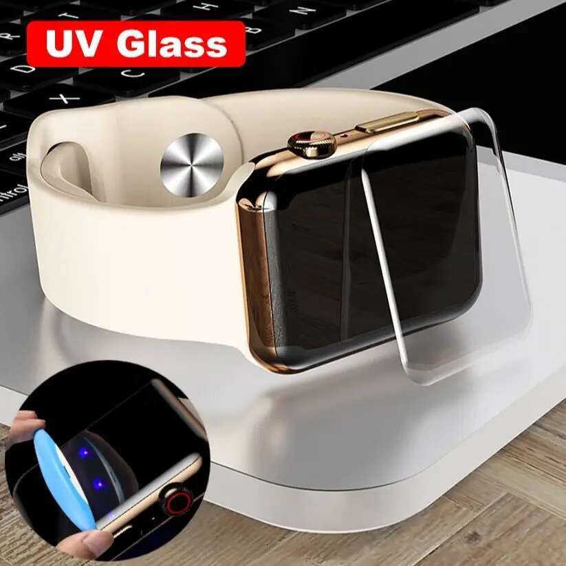 UV Curved Tempered For Apple Watch 44 38 42 40 41 45 MM 45MM 44MM Glass iWatch Series 8 9 4 5 6 SE 7 3 2 Screen Protector