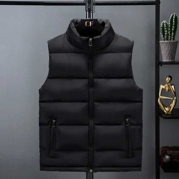 Men&#039;s Down Parkas Mens Vests Black blue red white mens zipper ultra-thin warm vest strapless jacket stand up collar winter H241005