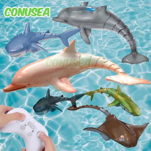 Rc Boat Dolphin Whale Shark Water Toy 2.4G Remote Control Manta Fish Animal Water Boats Ship Robots Fish Electric Toys for BoysY240810