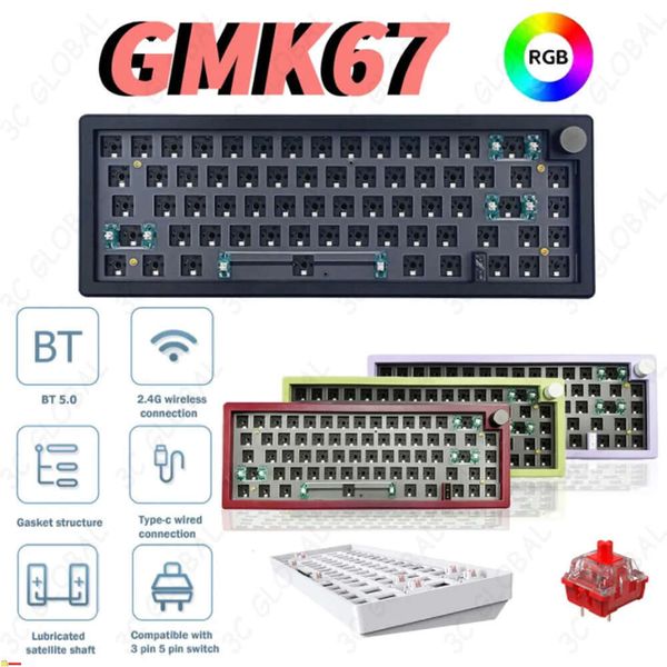 G67 nical Gasket Kit RGB Backlit Bluetooth 2.4G Wireless 3 Modes Hot Swappable Customized Keyboard No Switch
