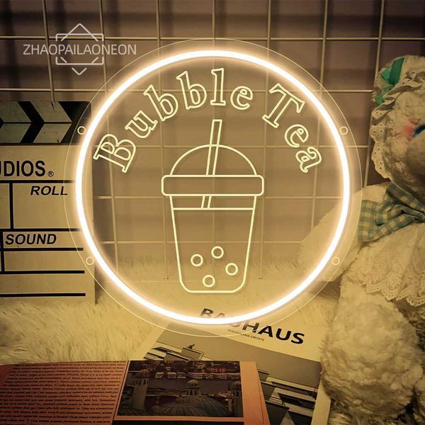 Bubble tea LED neon sign Boba tea shop decoration room coffee shop restaurant decoration neon wall hanging lights welcome sign USB X241210
