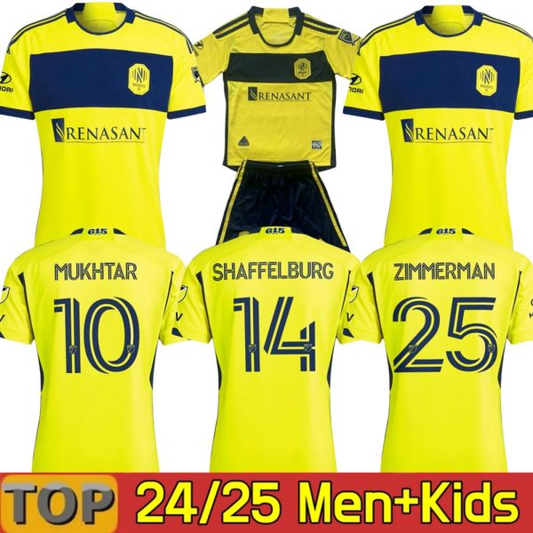 2024 2025 Nashville Soccer Jerseys MOORE MUKHTAR SC Men Football Shirts BUNBURY LEAL ZIMMERMAN ZUBAK Kids Kit ANUNGA FREEMAN SAPONG FAFA AMI