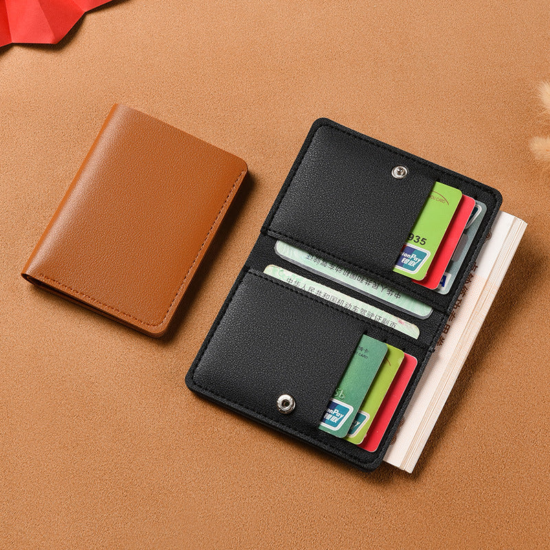 2025 New Women&#039;s Compact Wallet Minimalist Mini Leather Bi-Fold Card Holder ID Document Case Ultra Thin