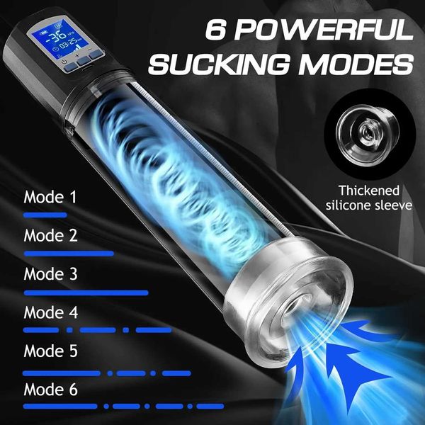 Other Health Beauty Items For Men 6 Powerful Sucking Modes LCD Display Electric Vacuum Penis Enlargement Extend Training Pump For Men Q24101