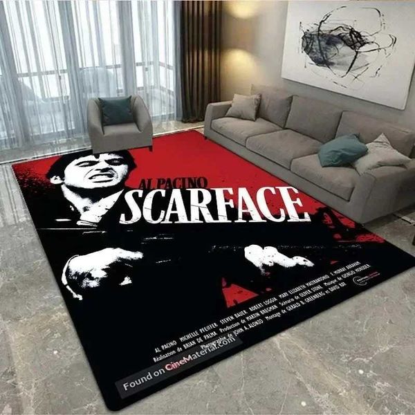 Movie Scarface 3D Printing Carpet for Living Room Non-slip Floor Mat Washable Bedroom Sofa Doormat Large Area Rug DecorationXJ241211