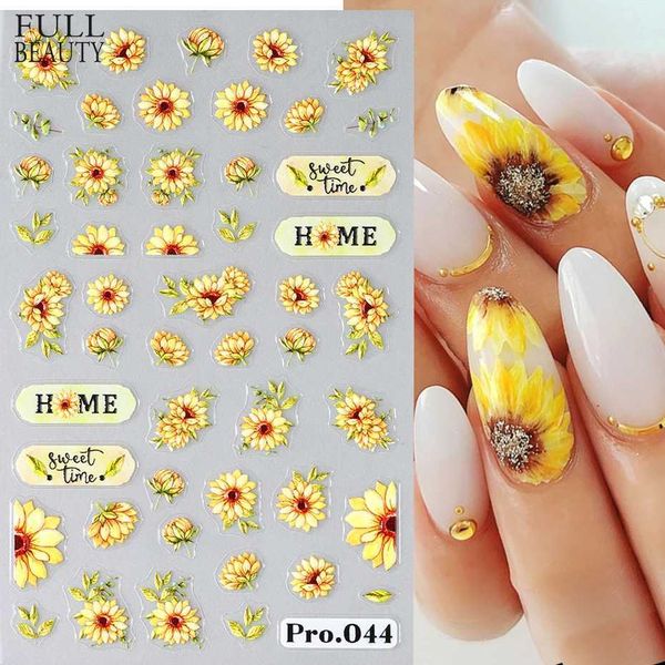 Sunflower Nail Stickers Gold Flowers Ladybug Daisy Summer Nail Art Decals Adhesive Decorations for Nails Design ManicureXJ250120