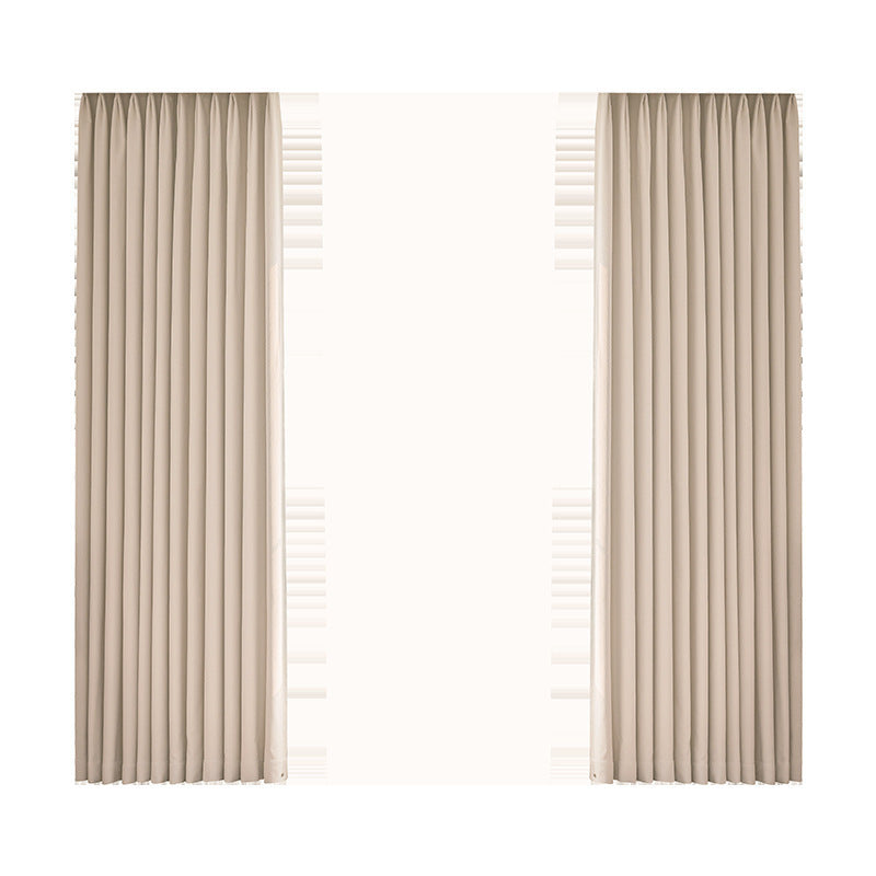 W26 cream curtain blackout simple bedroom living room chenille jacquard fabric curtain fabric