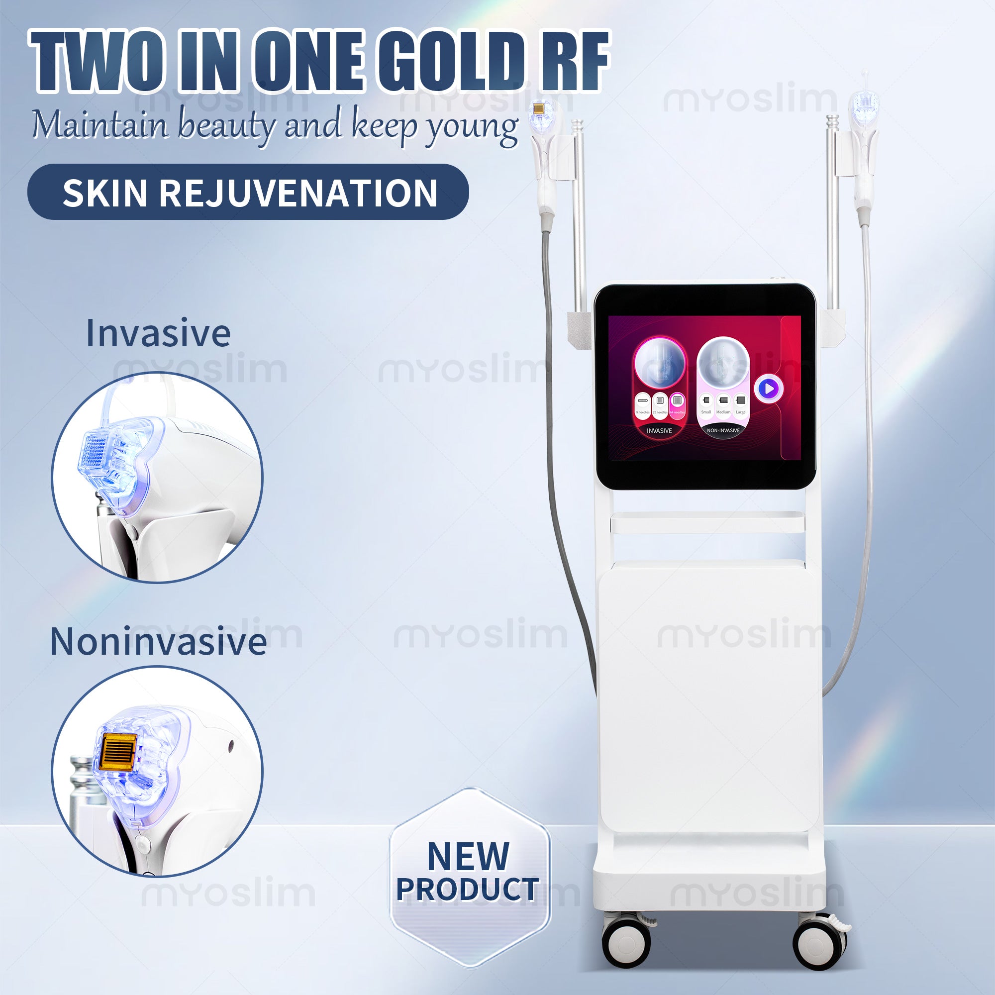 2025 New Professional Gold Radio Frequency Microneedle 2 in 1 System Beauty Salon Special Acne Treatment Anti-Aging 1 Year Warranty