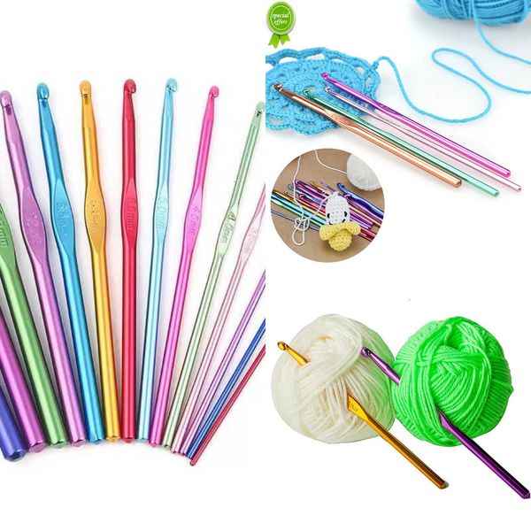 New Wholesale 6Pcs Hook Set Aluminum Crochet Hoo Multicolor Mixed 2-7Mm Knitting Needles DIY Craft Weaving Tools Sewing Accessories